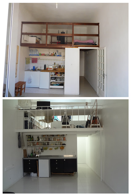 Rénovation intérieure totale d'un appartement, la cuisine et la mezzanine avant/après, réalisée par Luxe Rénovation, Artisan Peintre sur Marseille